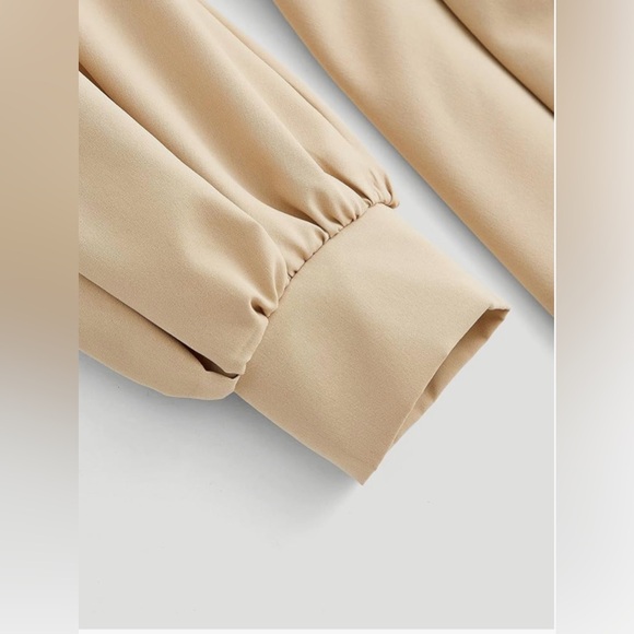 NWT MOD Plus Drop Shoulder Fold Pleated Detail Dress - size 1X color Khaki - Picture 5 of 7